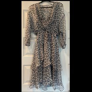 Phoebe vintage grey animal print dress